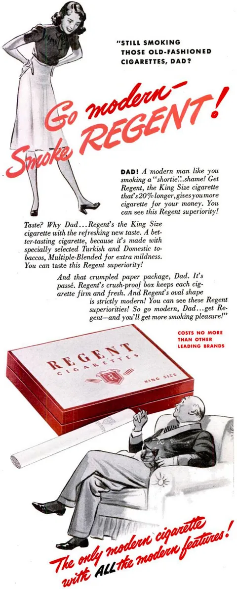 Regent’s “king-size” cigarettesの広告