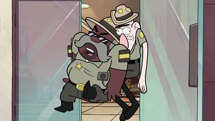 『グラビティフォールズ』で、警察官がドアで詰まる