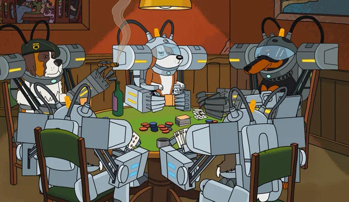 『リック・アンド・モーティ』で、犬たちが人間を支配し、ポーカーを楽しむ