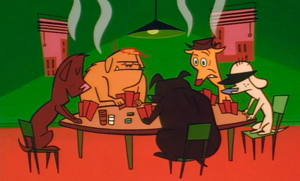 『パワーパフガールズ』で、「ポーカーをする犬」のオマージュ