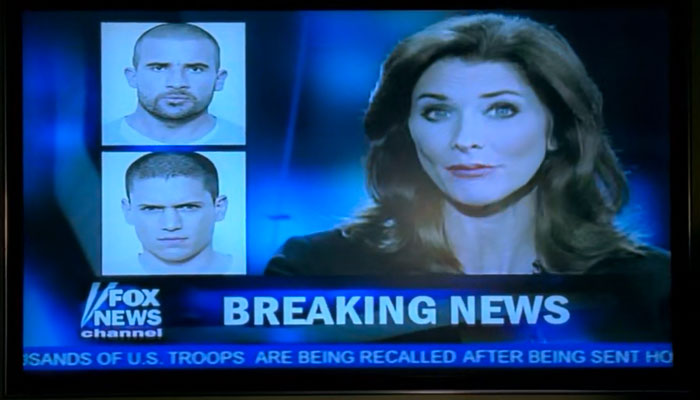 『プリズン・ブレイク』で、マイケルたちが脱獄したことを報道するフォックス・ニュース