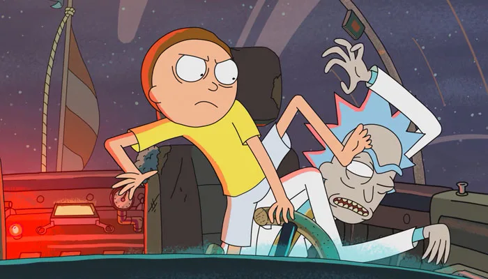 『リック・アンド・モーティ』で、リックが宇宙船の爆弾で世界を破壊しようとするのを止める孫のモーティ