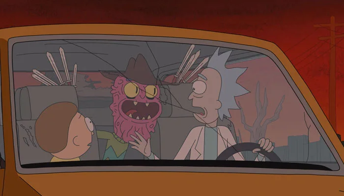 『リック・アンド・モーティ』で、エルム街の怪物がリックとモーティを車内で襲う