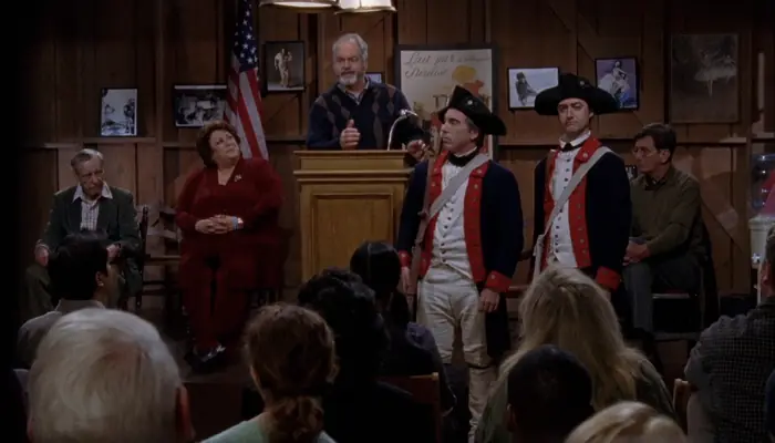 『ギルモア・ガールズ』で、タウンミーティングに独立戦争の軍人達が乗り込んでくる