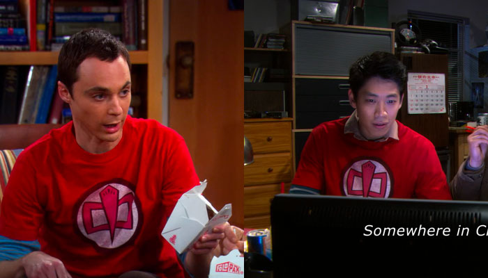 『ビッグバン★セオリー』で、シェルドンと中国人ハッカーが同じTシャツ