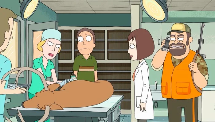 『リック・アンド・モーティ』で、ベスは傷ついた鹿を手術して助けようとする