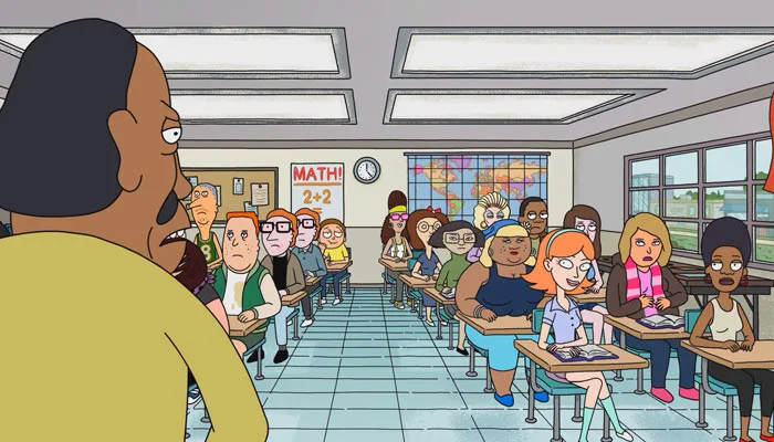 『リック・アンド・モーティ』で、モーティが学校で授業中ジェシカのことを見つめる