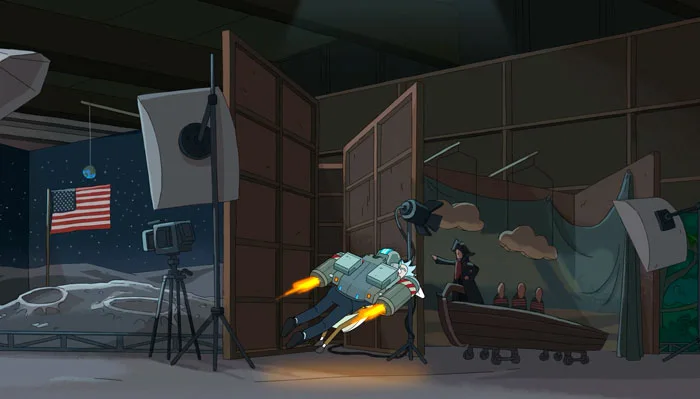 『リック・アンド・モーティ』で、ホワイトハウス内の月面着陸セット