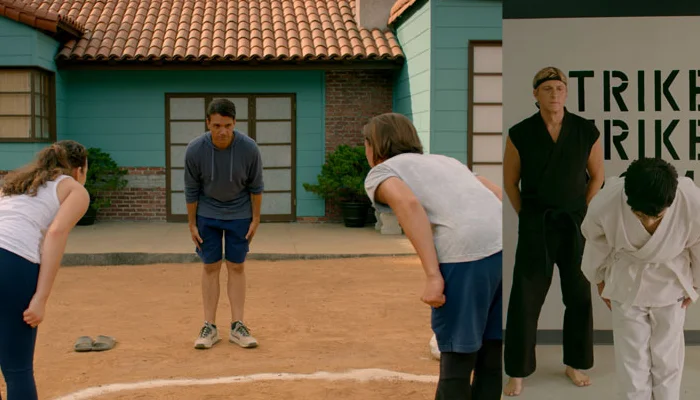 『コブラ会』で、変なお辞儀をする