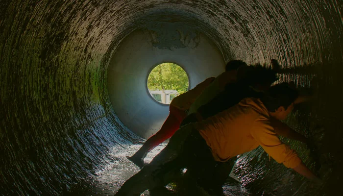 『コブラ会』で、タンクローリーを回す特訓をするコブラ会生徒