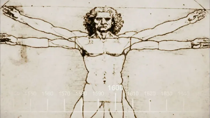 『ビッグバン★セオリー』のオープニングで、レオナルド・ダ・ヴィンチ作ウィトルウィウス的人体図