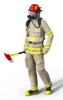消化斧を持つ消防士