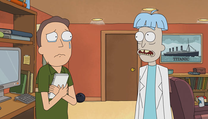 『リック・アンド・モーティ』で、能無しリックに自分の硬貨コレクションを見せるジェリー