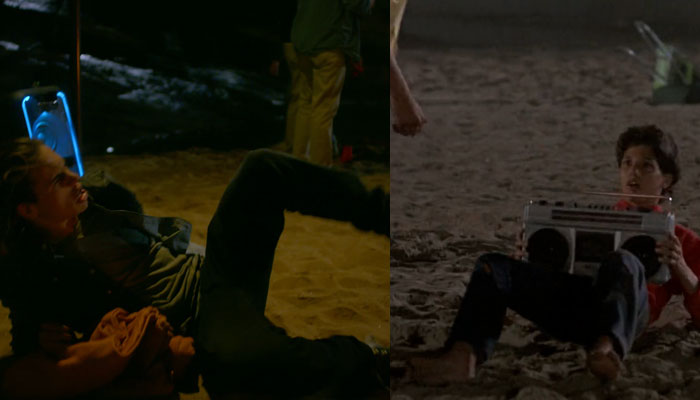 『コブラ会』、『ベスト・キッド』で、突き飛ばされて尻もちをつく