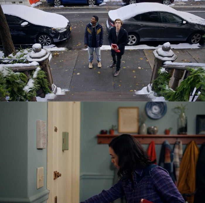 『ダッシュ＆リリー』で、Cut Apartが使われるダッシュがリリーの家を訪問する場面（ドアを開ける前）