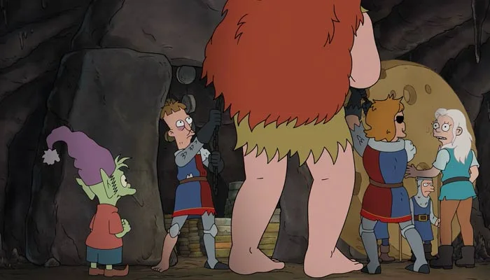 『魔法が解けて』で、エルフォの恋人の巨人をチーズ貯蔵庫に監禁する