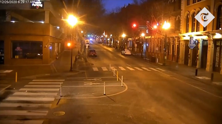 ２０２０年クリスマス早朝のアメリカ、テネシー州ナッシュビル爆破直前の警察の映像