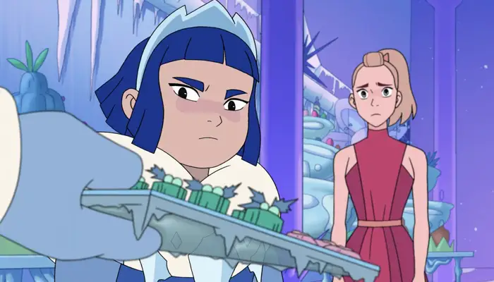 『シーラとプリンセス戦士』で、プリンセス・フロスタは料理が接触しているのが気に食わない