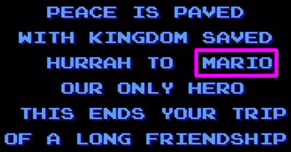 『スーパーマリオブラザーズ２』のマリオのエンディング