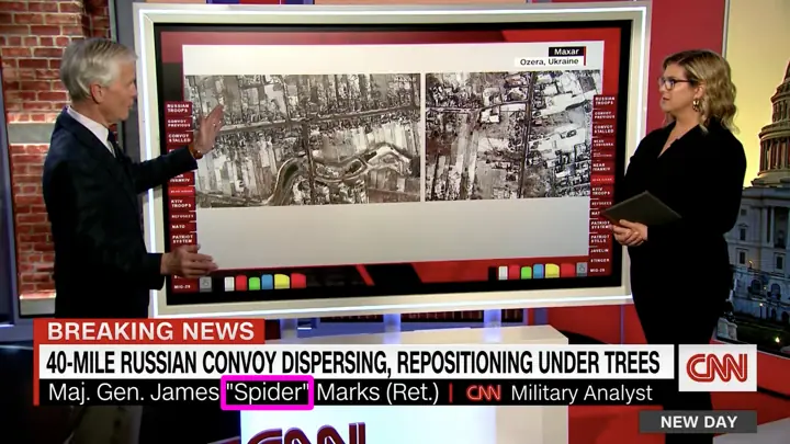 CNNのニュースでウクライナーロシアの戦争を分析する軍事専門家