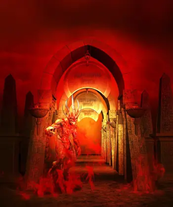 燃え盛る地獄の門番の悪魔