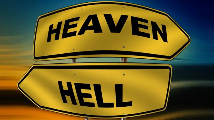 天国と地獄への標識サイン